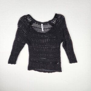 Aeropostale Womens Black Mesh Top Sweater Size XS